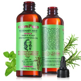 comfso Rosemary Oil for Hair Growth, Rosemary Mint Hair Oil Treatment For Dry Damaged,Split End, Scalp Hair Strenghtening Oil With Biotin, Castor Oil, 4 Ounce