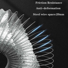 QISF 153mmx3M Aluminium Foil Flexible Ducting,Air Duct Flexible Hose with 2 Clamps for Tumble Drier, Cooker Hood, Extractor Fan, Hydroponics Grow Room,Bathroom Extraction Fan