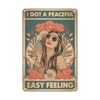 Peaceful Easy Feeling Metal Wall Plaque 8X12IN Hippie Boho Inspirational