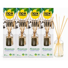 Aromatizante Repelente de Mosquitos e Insectos con Esencia de Citronela y Varitas de Ratán, Pack de 4 | No Mosquito!