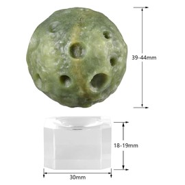 KYEYGWO Natural Green Jade Crystal Ball Figure with Acrylic Stand, Polished Planet Decoration, Stone Ball Sculpture, Fengshui Ornament for Home Decor, Reiki Healing and Meditation