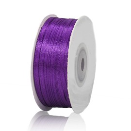 Purple Ribbon 1/8 Inch x 100 Yards, Purple Satin Fabric Ribbons for Crafts, Gift Tags, Gift Wrapping, Floral Bouquets, DIY Bows, Wedding Invitation Cards, Baby Shower and Ornaments Decoration