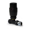Black Straight Thermostatic Radiator Valves TRV Modern Radiator Valves 15mm