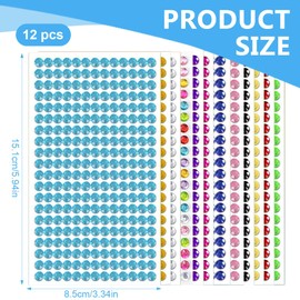 JAWUZ 12 Blatt Glitzersteine selbstklebend, Glitzer gesicht, Glitzersteine gesicht, Strasssteine selbstklebend, Strasssteine gesicht, A
