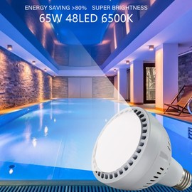 Pool Light Bulb 12V 65W 6500K Daylight White LED Swimming Pool Light Bulb, Replaces up to 200-800W Traditionnal Bulb for Most Pentair Hayward Light Fixtures