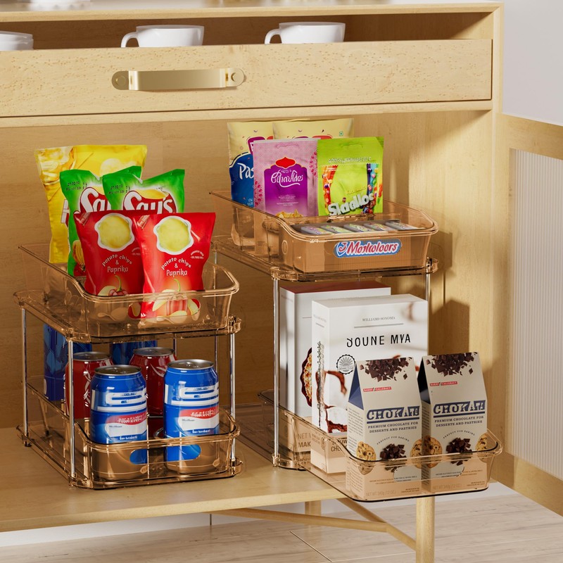 Delamu 2-Tier Under Sink Organizers and Storage, Multi-Purpose Stackable Bathroom