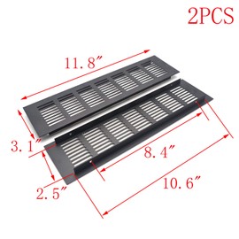 MY MIRONEY 300 x 80mm(11.8" x 3.1") Rectangle Shape Air Vent Louvered Ventilation Grille for Wardrobe Cabinet Matte Black,Pack of 2