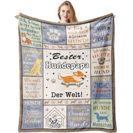 Gifts for Dog Owners Man, Dog Dad Gift Blanket 150 x 130 cm, Dog Gifts for Dog Dad Father's Day Dog Lovers Birthday Father's Day Gift for Dog Dad Gift from Daughter Son
