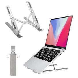 Ergonomic 7-Level Laptop Stand for Desk, Aluminum Foldable Riser Compatible with 9-15.6” Devices, Portable and Adjustable for Comfortable Viewing Angle and Better Posture