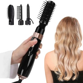 4 En 1 Cepillo de Aire Caliente para Cabello,Rizador con 4 Cabezales Secador Caliente,Multifuncional,Seca, Estiliza y Peina el Cabello para Todos Los Peinados