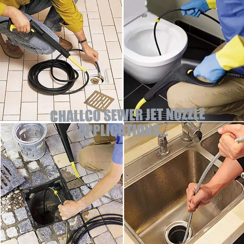 CREEXEON Challco Sewer Jetter Nozzle,Pressure Drain Jetter Hose Nozzle,1/4" Quick