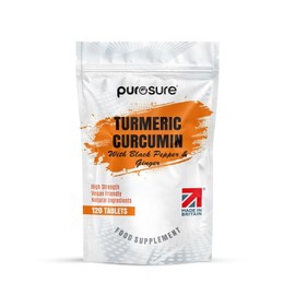 Purosure Organic Turmeric (Curcuma Longa) Capsules High Strength and Organic Black Pepper with Active Curcumin with Organic Ginger - 120 Vegetarian and Vegan Organic Capsules
