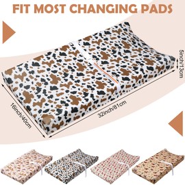 CroBlissful 4 Pcs Baby Stretchy Changing Pad Cover, Western Cowboy Theme Changing Pad Cover for Boys and Girls Diaper Changing Pad Cover Breathable Nursery Changing Table Sheets Cover 16 x 32 Inch