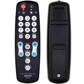 Anderic EzWipe Universal TV Remote Control - 1-Device - TV Only - for Hospitality, Hotels, Motels, Commercial TVs - Clean Wipeable Membrane Surface - RRHC100