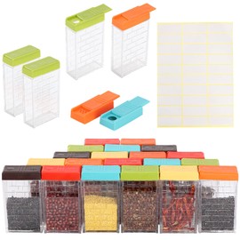 URALFA 24 Travel Spice Containers with 2-in-1 Lids, Seasoning Containers with Labels Spice Jars with Shaker Lids, Travel Spice Kit Empty Plastic Salt Pepper Shaker, Seasoning Shaker for Camping BBQ