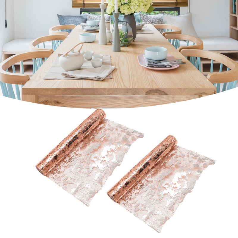2Pcs Thin Metallic Mesh Table Runner Glitter Sequin Table Runners