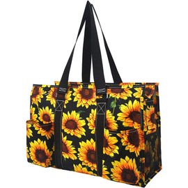 NGIL All Purpose Organizer 18" Large Utility Tote Bag 2019 Spring Collection (Sunflower Black)
