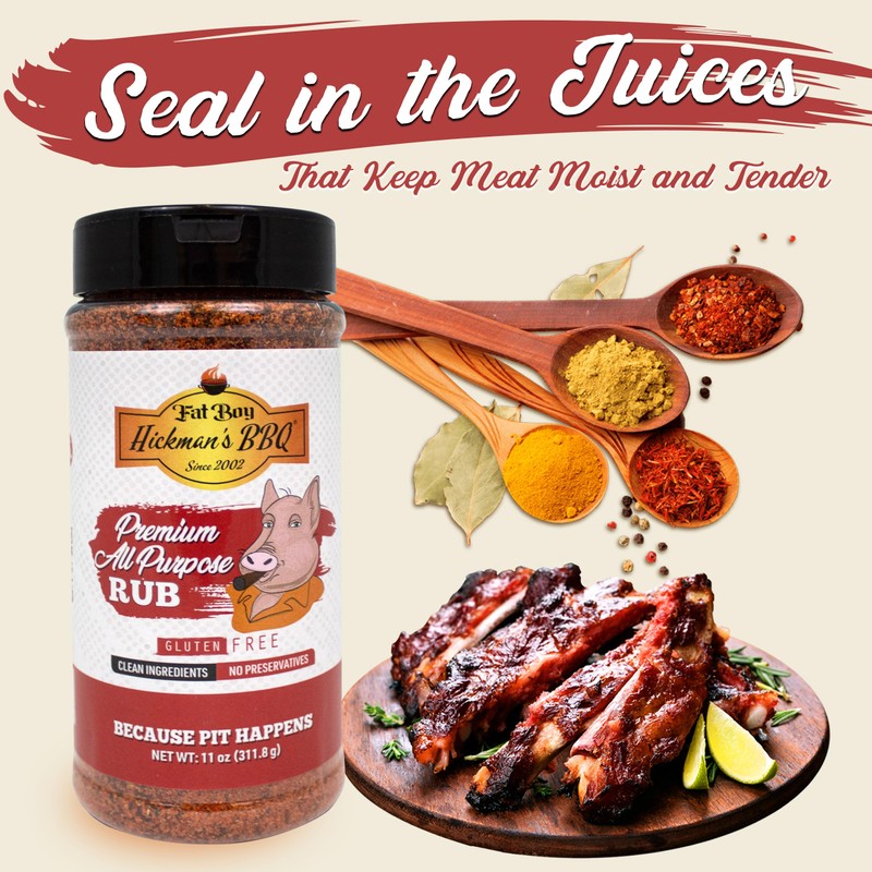 Fat Boy Hickman's BBQ Premium All Purpose Rub, 11 Ounce