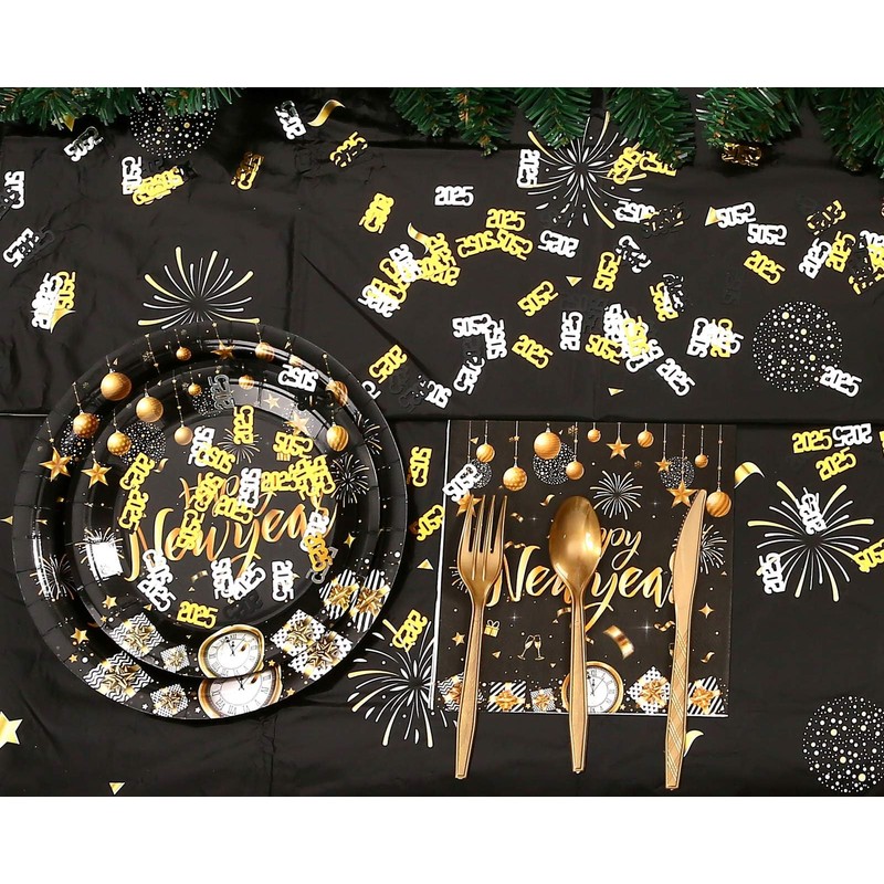 KALOR New Year 2025 Confetti, 60g Gold Silver and Black