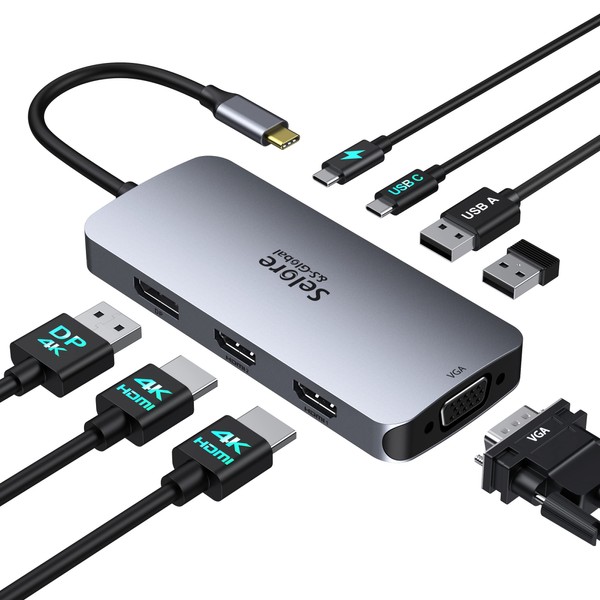 (2 HDMI + DP + VGA 4 Screen Expansion) USB