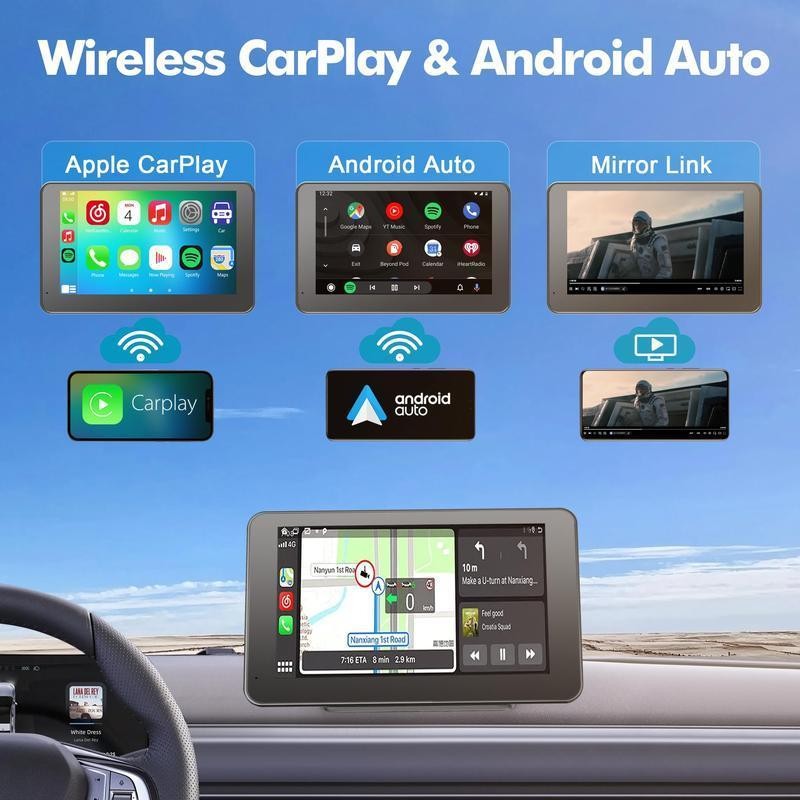 [QPJ] 2025 upgraded wireless Carplay audio with suction cup and
