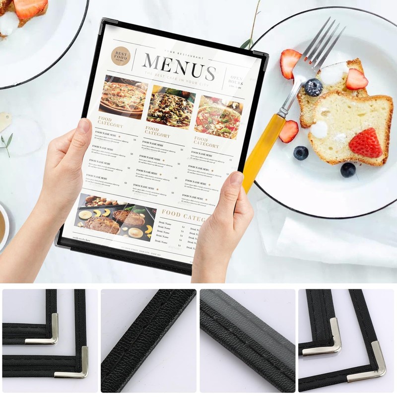 WOPPLXY 12 PCS A4 Menu Covers, Single Page Double View
