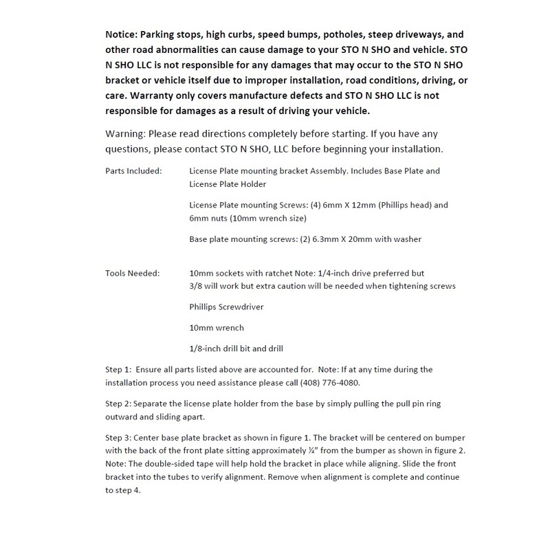 STO N SHO Front License Plate Bracket Compatible with 2023-2025