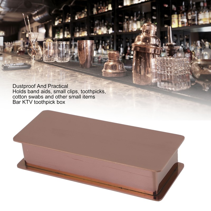 Toothpick Holder Stainless Steel Rectangular Toothpick Holder with Lid for