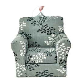 Keyroal Stretch Printed Sofa Cover Couch Covers, 2-Piece Armchair Cover with Separate Cushion Cover, Washable Soft Spandex Furniture Protector for Living Room(Armchair, Leaf Pattern)