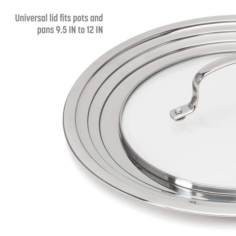 Goodful 12-Inch Stainless Steel Fry Pan with Universal Lid made