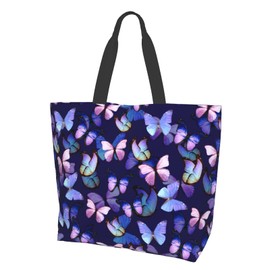Majoug Butterfly Tote Bags Gym Bag Shoulder Bag Reusable Picnic Beach Bag for Women, Travel Beach Shopping Work Daily One Size