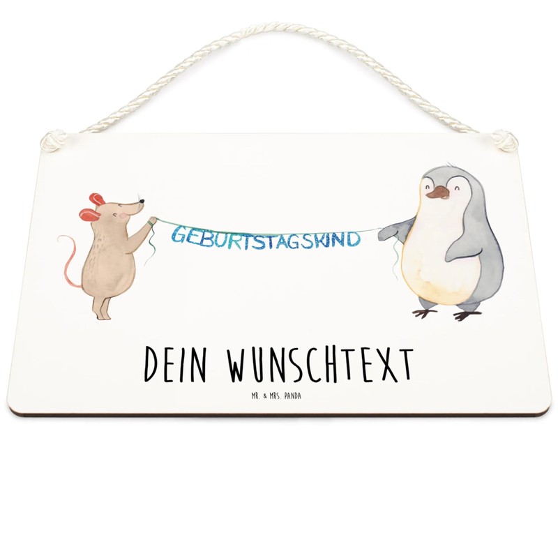 Mr. & Mrs. Panda Personalisiertes Deko Schild Maus Pinguin Geburtstag