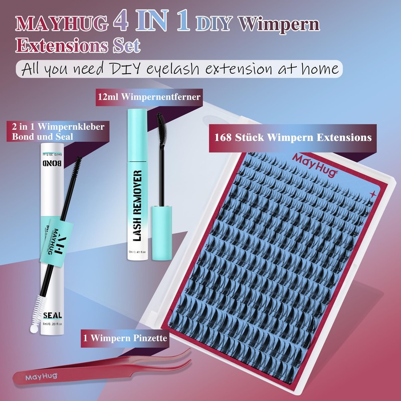 Mayhug Eyelash Extensions Set, Natural Lash Extension Set, 8-18 mm,