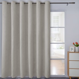 Easy-Going Linen Look Blackout Curtain 100x84 Inch Extra Wide Patio Sliding Door Curtain Solid Thermal Insulated Room Curtain for Bedroom, Living Room (1 Panel, Natural)