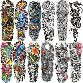 Aresvns Temporary Tattoos for Men and Women (L19“xW7”), Full Arm Temporary Tattoos for the Summer,Realistic Fake Tattoos Waterproof and Long lasting