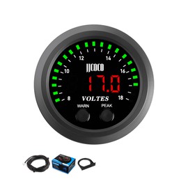 JJCOCO 8~18V Voltmeter Gauge Digital Volt Gauge 12V/24V DC LED Display Voltage Meter Kit with Mounting Bracket for Car Truck Vehicle Automotive 2-1/16" 52mm