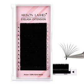 Arison Lashes Easy Fan Lashes, 0.07 D Curl, 14 mm Eyelash Extension Accessories, Volume Eyelash Extensions, Automatic Blooming Flower Eyelashes, Self-Fanning Russian Eyelashes