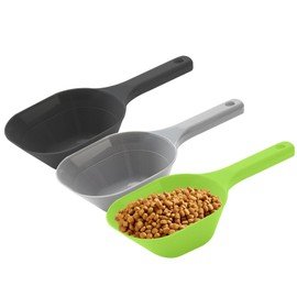 Aosnare 3PACK Dog-Cat Food-Scoop Measuring-Cup,1 Cup Capacity Versatile Plastic Pet Food Scoop with Measuring Lines 1 Cup and 1/2 Cup for Precise Portion Control (Black, Grey and Green)