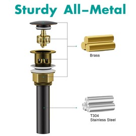 AULEEND Bathroom Sink Drain with Strainer Basket and Pop-Up Drain Stopper Set (Oil Rubbed Bronze, with Overflow)