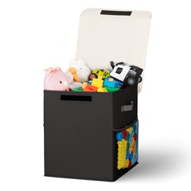 ADEHMDA 40L Large Toy Storage Box with Lid, Large Toy Box Chest for Kids, Girls and Boys, Nursery Room and Living Room, 13"x13" x16" - Black
