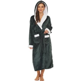 ccko Plush Robes For Women, Fleece Fuzzy Womens Robe,Soft Warm Women's Bathrobe with Hood for Bath Spa Shower House