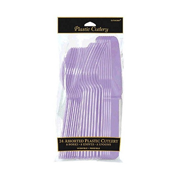 Amscan Lavender Assorted Plastic Cutlery | Pack of 24