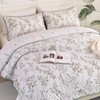 Anibedding King Size Quilt Sets Green Floral Pattern Quilt Bedding
