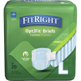Medline FitRight OptiFit Extra+Adult Diapers with leak stop guards 20CT