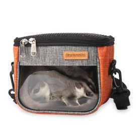 Small Pet Carrier Bag, Breathable & Portable – Small Animal Travel Bag with Detachable Strap Zipper for Sugar Glider, Hamster, Rat，Gerbils (Orange)