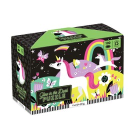 Mudpuppy Unicorns – 100 Piece Glow In The Dark Jigsaw Puzzle with a Wondrous Scene of Magical Unicorns and Hidden Hillside Details in the Dark
