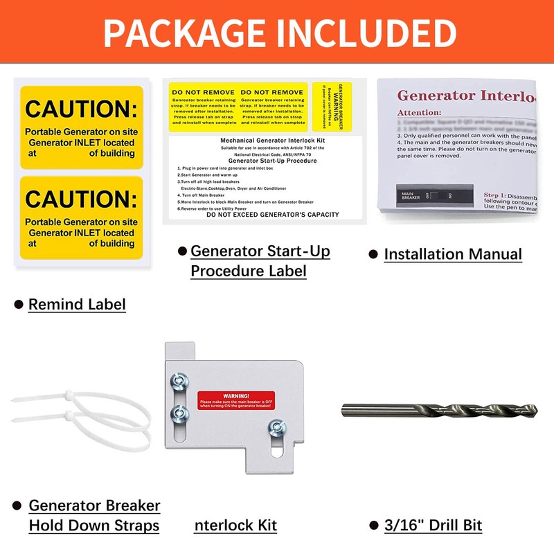 BOKECHY Generator Interlock Kit Multiple Styles Compatible with Horizontal Main