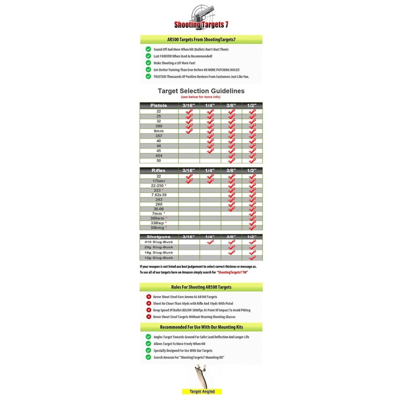 10"x16"AR500 Big Game Kill Zone 1/2"