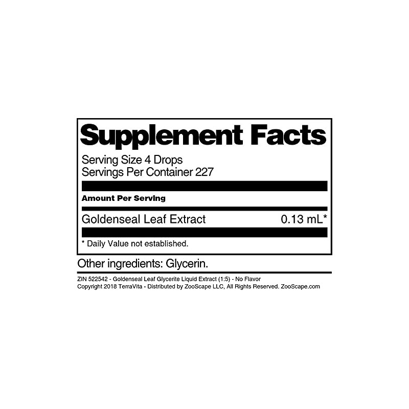 Goldenseal Leaf Glycerite Liquid Extract (1:5) - No Flavor (1