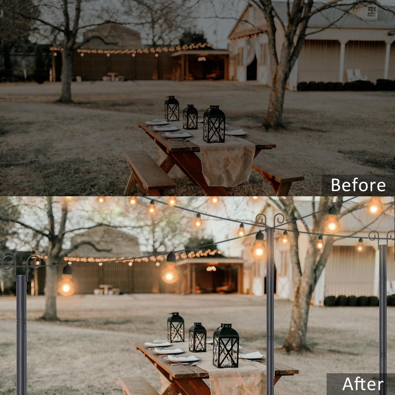 String Light Poles for Outside Deck 2 Pack 8FTHeavy Duty